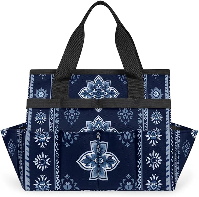 Westward Floral Gardening Tool Bag,Heavy Duty Garden Tote Bag,Portable Oxford Gardening Storage Basket Organizer Handbag with Pockets Handle,Hand Tools Gifts for Outdoor Garden Lawn Yard-VerdiqueGarden