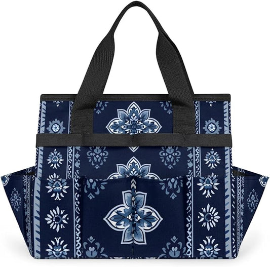 Westward Floral Gardening Tool Bag,Heavy Duty Garden Tote Bag,Portable Oxford Gardening Storage Basket Organizer Handbag with Pockets Handle,Hand Tools Gifts for Outdoor Garden Lawn Yard-VerdiqueGarden