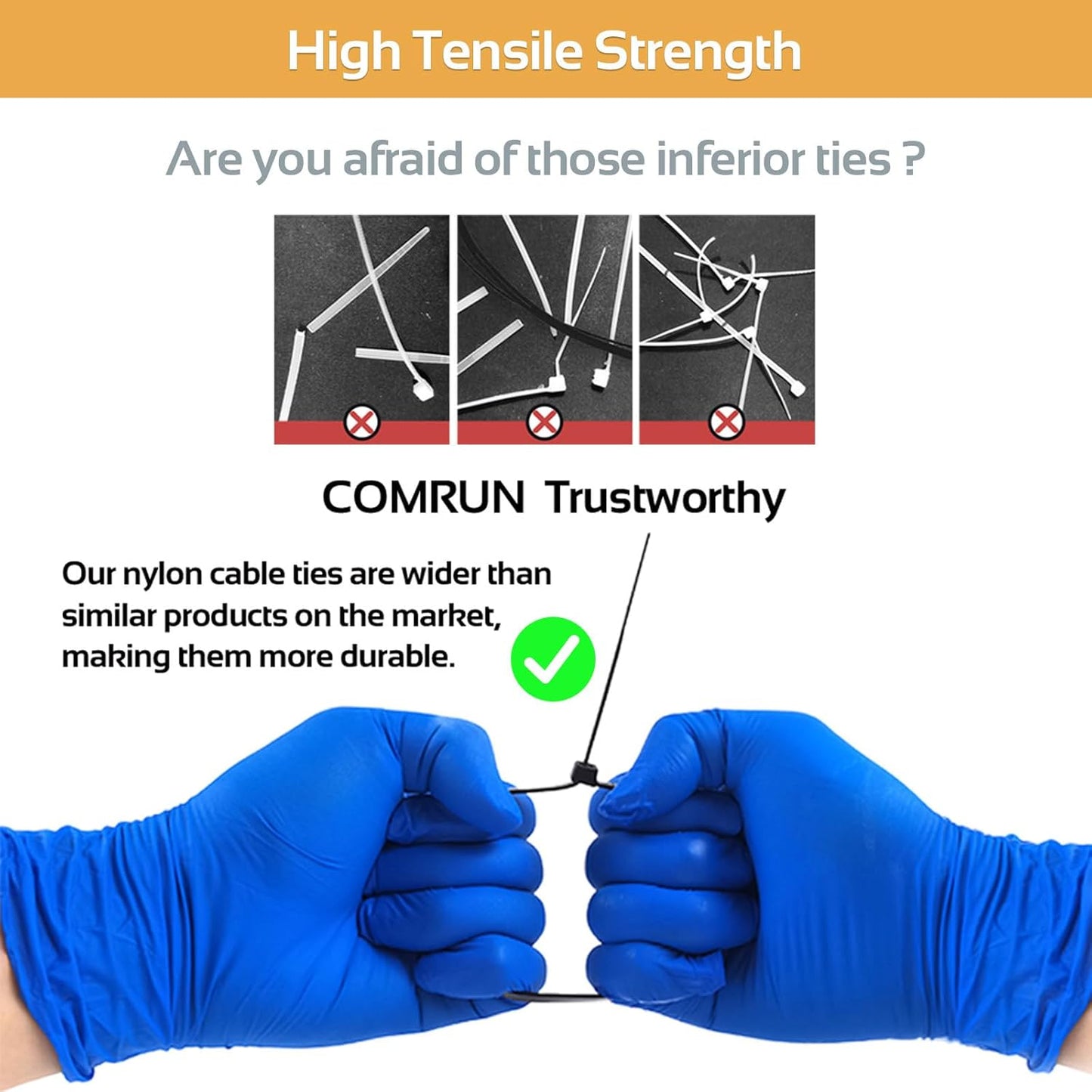 5000pcs 10Inch Black Cable Tie,Nylon Zip Ties,Industrial Grade,50 Pounds Tensile Strength,UV Resistant,Heavy Duty,for Home,Garden Trellis,Office,Garage and Workshop-VerdiqueGarden