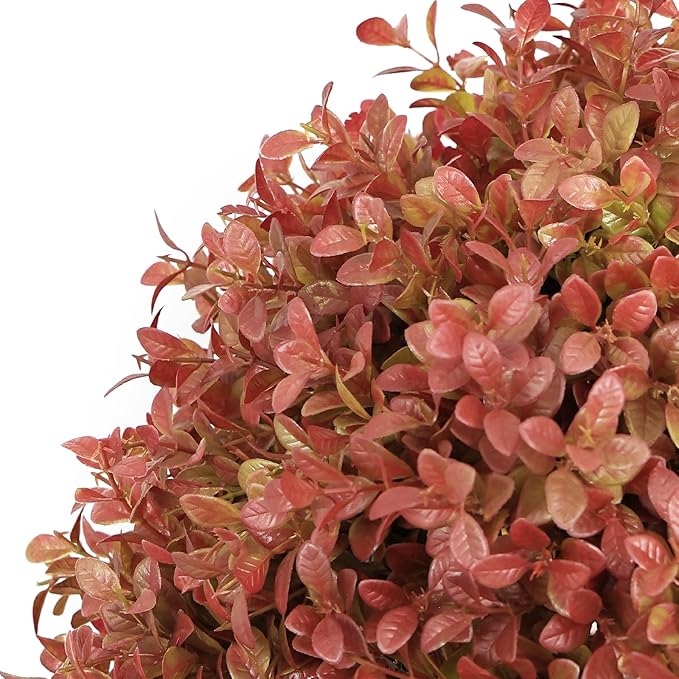 24" Tall Artificial Boxwood Ball Fall Topiary Trees Set of 2, UV Resistant Large Faux Plants Outdoor, 2ft Fake Bushes and Shrubs Look Real with Stake for Front Porch Outside Planter Backyard Decor-VerdiqueGarden