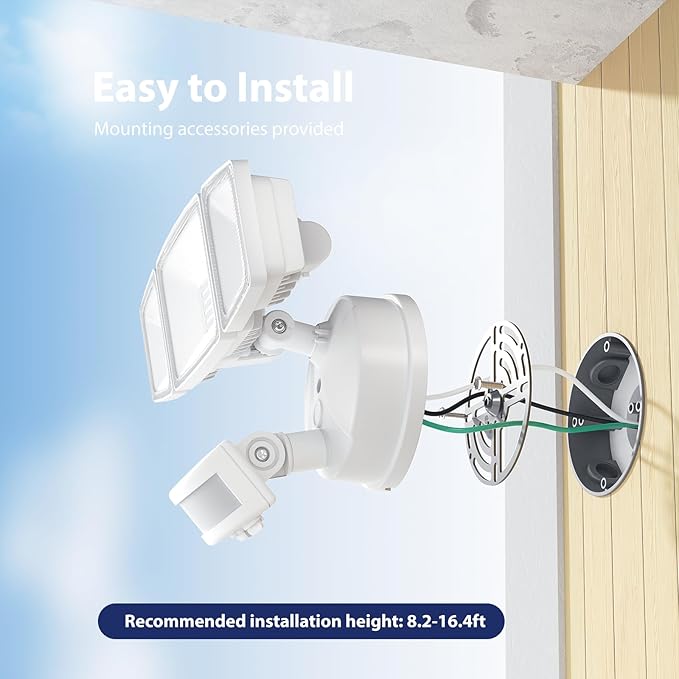 Onforu 3 Pack 65W LED Motion Sensor Outdoor Lights, Security Light Motion Outdoor Flood Light Fixture Detection Detector, 3 Adjustable Heads 6500LM 6500K IP65 Waterproof Exterior Garage Yard (White)-VerdiqueGarden