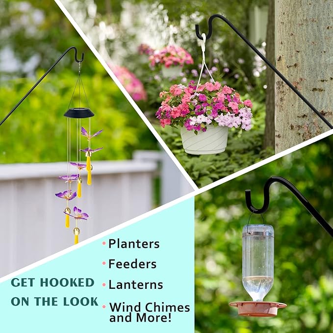 ERYTLLY 2 Packs Heavy Duty Deck Hook Wall Mounted, Extensible and Adjustable Deck Hook for Hanging Bird Feeder, Plants, Suet Baskets,Wind Chimes,Lanterns and More-VerdiqueGarden