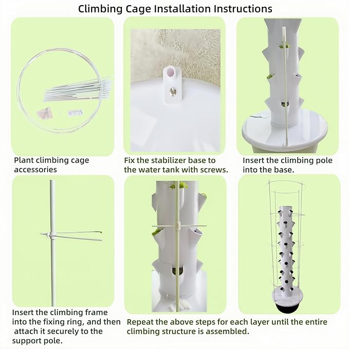 Hydroponic System Kit, Hydroponic Vertical Garden, Lettuce & Herb Starter Kit, with 36 Plant Holes, 9-Tier Indoor Outdoor Growing Tower with Climbing Trellis and Timer-VerdiqueGarden