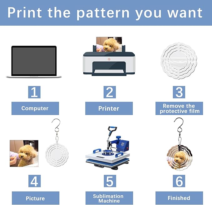 20 Pcs Sublimation Wind Spinner Blanks 3 Inch Bulk Aluminum Metal Ornaments Sublimation Blanks Products Heat Transfer Outdoor Garden Christmas Trees Decoration Sublimation Blank Wind Spinners-VerdiqueGarden