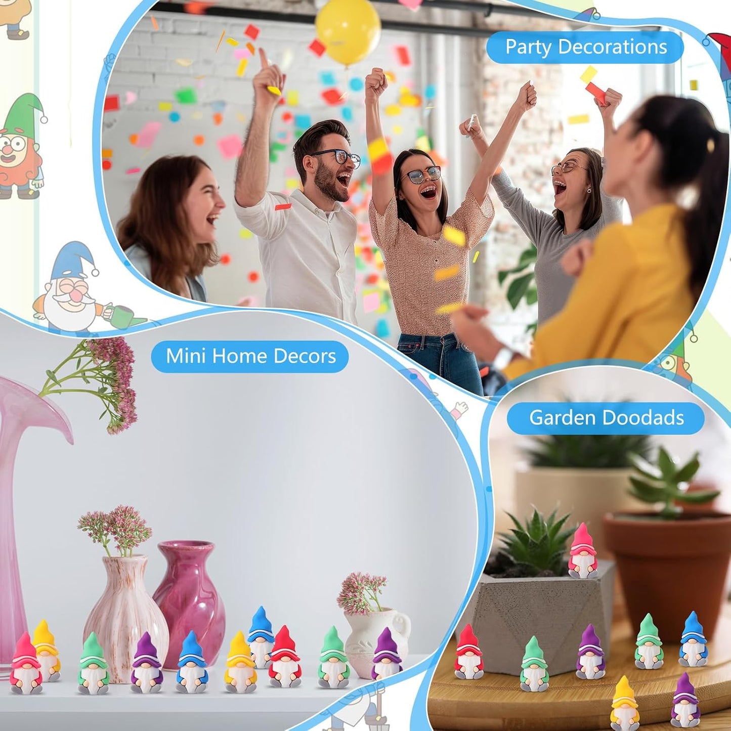 15 Pcs Mini Gnomes Figurines Tiny Fairy Resin Gnomes Statue Garden Bulk for Goody Bag Stuffers Filler Party Favors Gifts Decor Dwarf Statues Garden Dollhouse Micro Landscape Accessories-VerdiqueGarden