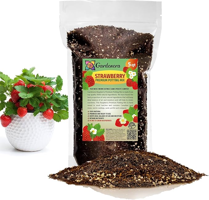 Strawberry Premium Potting Soil Mix - Ideal Blend for Growing Robust and Flavorful Strawberries - 5 Quart-VerdiqueGarden