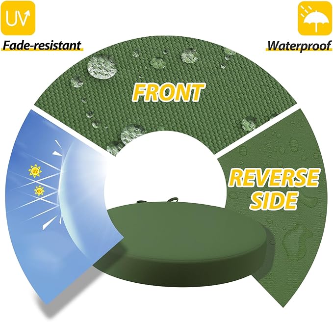 AAAAAcessories Outdoor Seat Cushions for Chairs, Waterproof, Fade-Resistant Patio Furniture Replacement Cushions, 15" x 15" x 2", Set of 2, Dark Moss-VerdiqueGarden