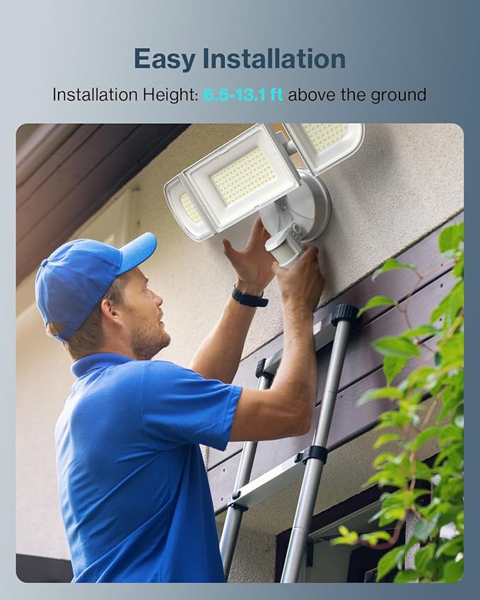 Olafus 180W Motion Sensor Outdoor Lights, 18000lm Dusk to Dawn LED Flood Lights Outdoor Wired, 6500K Daylight Motion Lights for Outside, IP65 Waterproof Exterior Security Light, White-VerdiqueGarden