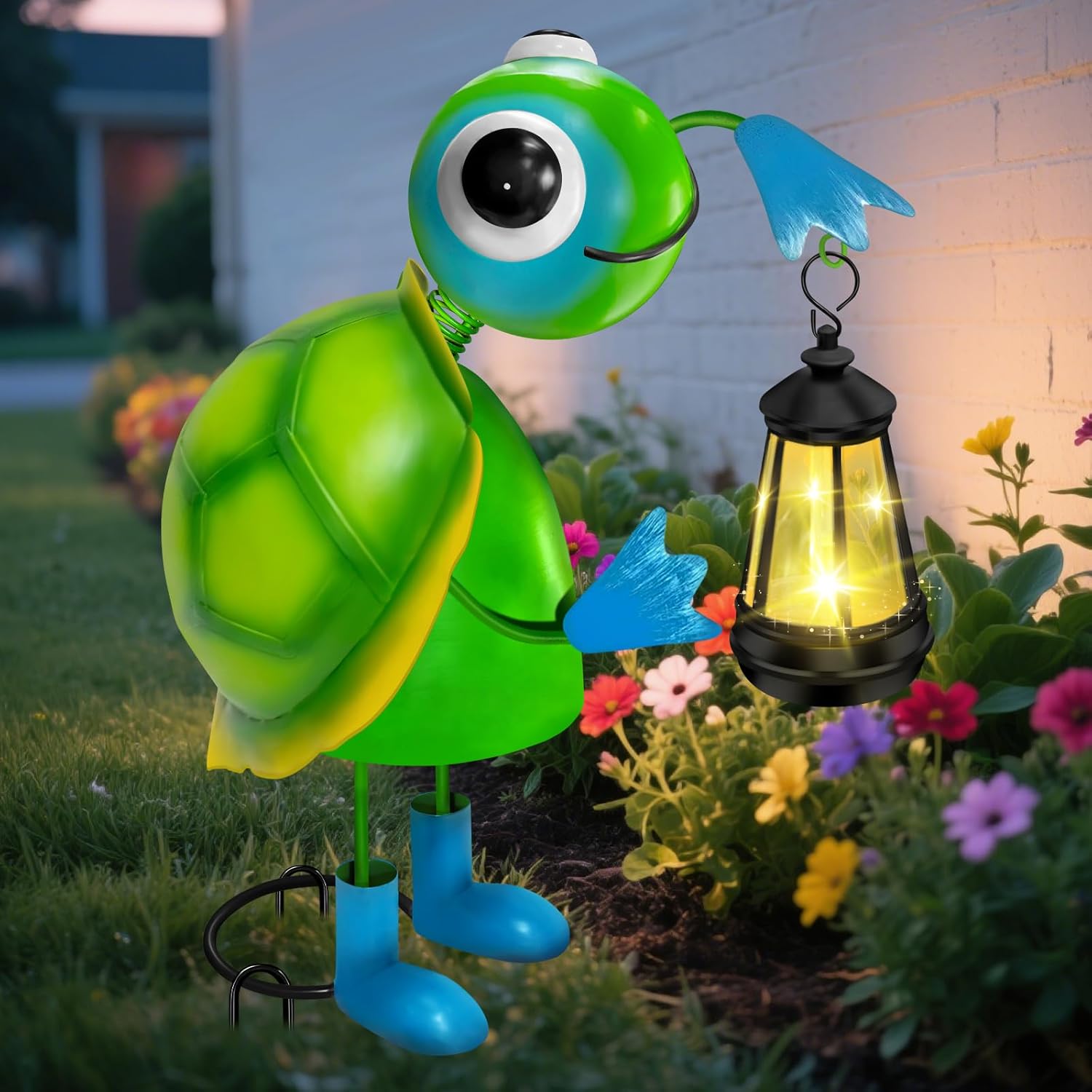 Solar Garden Lights Turtle Statue with Solar Lantern Lights,13.78in Tall Big Metal Turtle Garden Decor,Birthday Gifts for Women Mom,Decorative Stakes for Home Decorations,Patio,Porch,Yard Art,Ornament-VerdiqueGarden