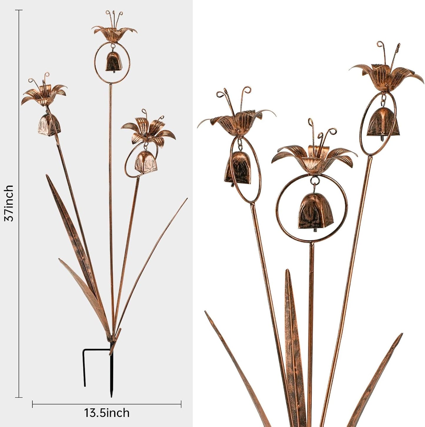 Metal Bronze Calla Lily Flowers with Bells for Outdoor Garden Decor-VerdiqueGarden