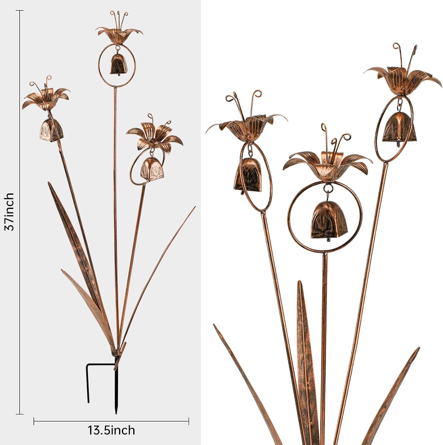 Metal Bronze Calla Lily Flowers with Bells for Outdoor Garden Decor-VerdiqueGarden