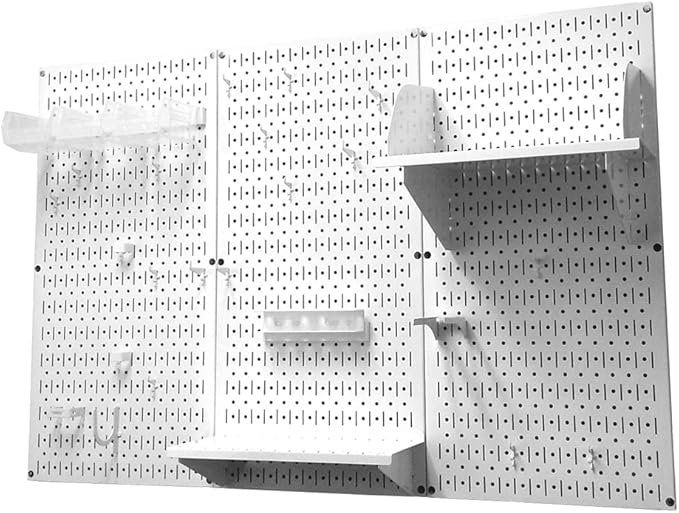 Wall Control Pegboard Organizer 4 ft. Metal Pegboard Standard Tool Storage Kit with White Toolboard and White Accessories-VerdiqueGarden