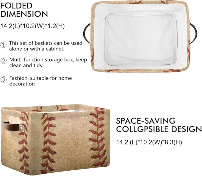 Baseball Rectangular Storage Basket Organizer Bin Shelf Baskets For Home Office Dorm-VerdiqueGarden