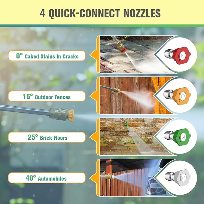 Pressure Washer with 25 FT Hose, 16.4 FT Power Cord, Soap Tank Car Wash Machine Green-VerdiqueGarden