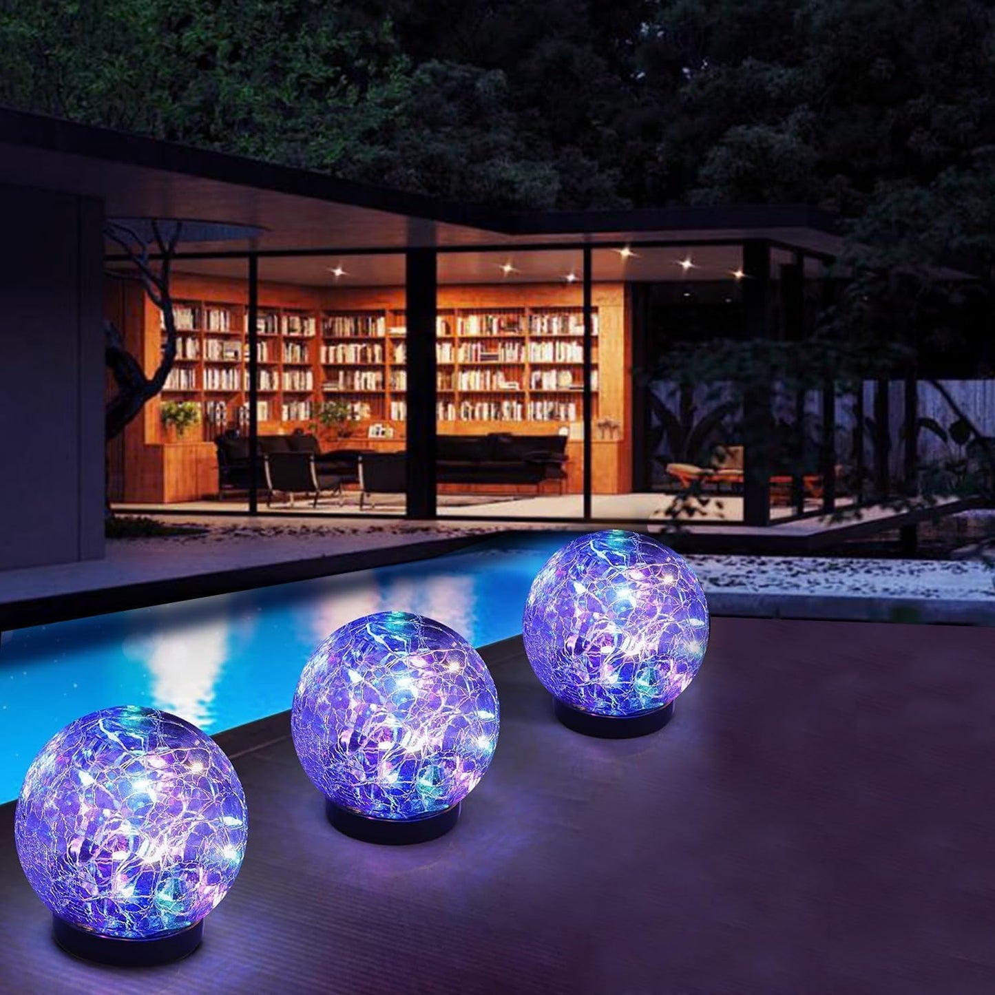 Solar Garden Lights Outdoor Waterproof, 6 Pack Cracked Glass Ball Light, Ground Landscape Garden Decor, Solar Globe Decorative for Pathway/Patio/Lawn/Yard (Multicolor, 3.9")-VerdiqueGarden