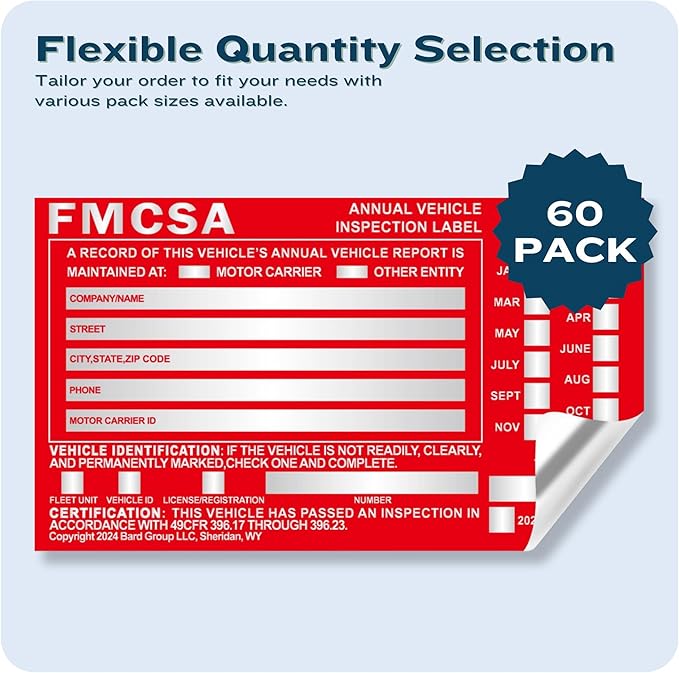 20-Pack DOT Compliant Aluminum Annual Vehicle Inspection Label – Red FMCSA Label with Punch Boxes-VerdiqueGarden