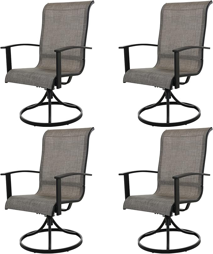 Grand patio Outdoor Swivel Dining Chairs 4-Piece Patio Dining Chairs Set Mesh Sling Patio High Back Swivel Rockers, Mixed Coffee-VerdiqueGarden