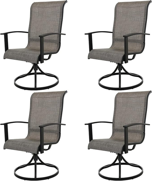 Grand patio Outdoor Swivel Dining Chairs 4-Piece Patio Dining Chairs Set Mesh Sling Patio High Back Swivel Rockers, Mixed Coffee-VerdiqueGarden