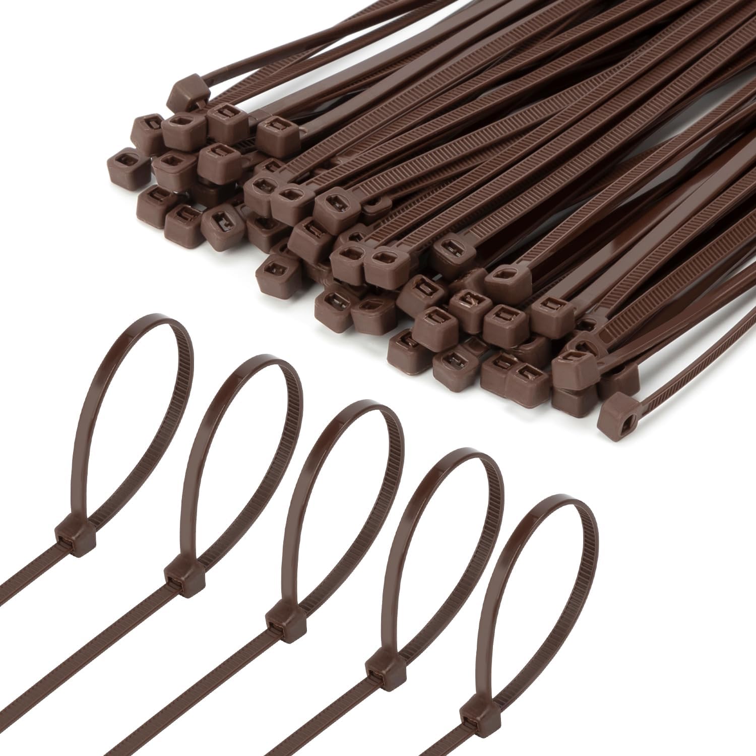 6 Inch Brown Zip Tie 1000 PCS, 18 Lbs - Small to Medium Zip Tie, Nylon PA66 UV Resistant Cable Tie for Indoor and Outdoor Use - Ideal for bundling and securing objects-VerdiqueGarden