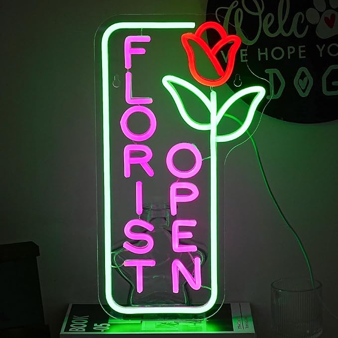 Florist Neon Sign for Business Open Neon Light Flower LED Neon Signs Colorful LED Neon Light for Flower Shop Supermarket Store Decoration-VerdiqueGarden