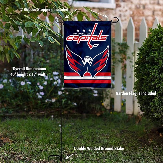 WinCraft Washington Capitals Garden Flag with Pole Stand Holder-VerdiqueGarden