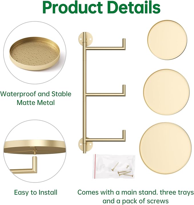 Rotating Window Plant Shelves, 3-Tier Metal Plant Shelf Indoor, Gold Plant Stand, Plant Rack for Wall Planters for Plants Window Sill Gifts for Plant Lovers-VerdiqueGarden