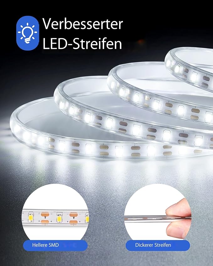 32.8FT 600LED Solar LED Strip Lights Outdoor, Outdoor String Lights Waterproof, 8 Modes Solar Rope Lights with Remote for Step, Stair, Deck, Fence, Patio,Yard Decor (Cool White, 32.8 FT)-VerdiqueGarden