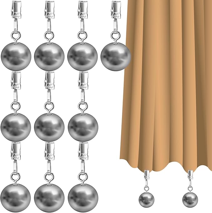 10 Pack Heavy Duty Curtain Weights for Outdoor, Stainless Steel Drapery Clip Keepping Curtain Panel Straight, Keep Outdoor Curtain Flag from Waving, Help Weigh Down Sun Curtain Tablecloth Garden Flag-VerdiqueGarden