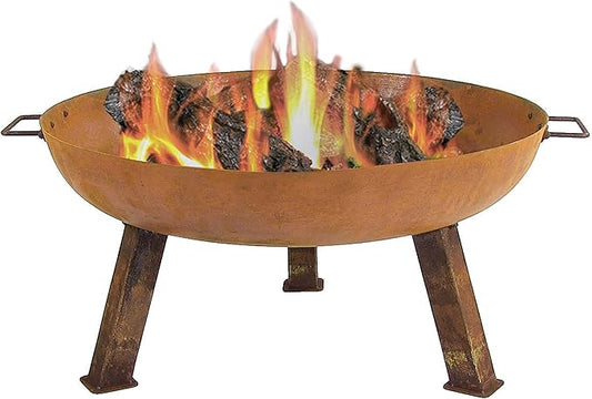 Sunnydaze 30-Inch Cast Iron Heavy-Duty Fire Pit for Outside - Wood-Burning Outdoor Fire Pit Bowl with Handles - Oxidized Finish-VerdiqueGarden