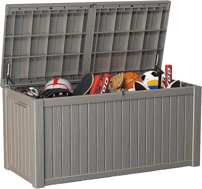 150 Gallon Outdoor Storage Box – Waterproof Deck Box for Patio & Garden,Light Brown-VerdiqueGarden