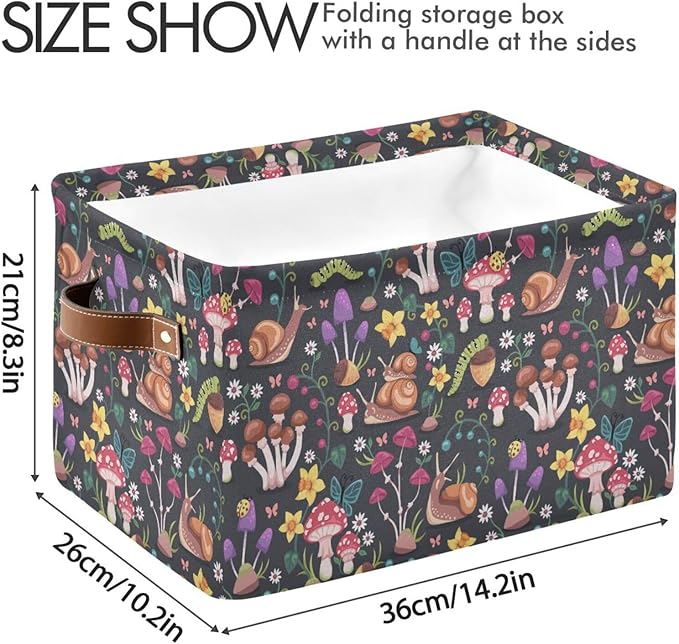 Mushroom Snail Rectangular Storage Basket Organizer Bin Shelf Baskets For Clothes Gifts For Home Office Dorm-VerdiqueGarden