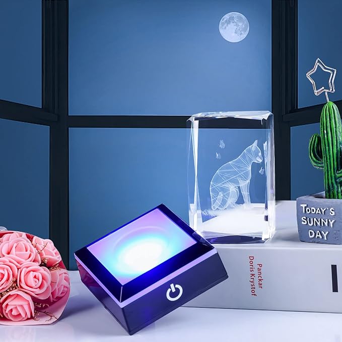 Qianwei Cat Gifts for Cat Lovers Women Girls, 3D Crystals Cat Memorial Figurines Statue Cat Themed Gifts Home Decor Anime Black pet Loss Gifts Cat Mom Gifts for Women Memorial Birthday Best Friend-VerdiqueGarden