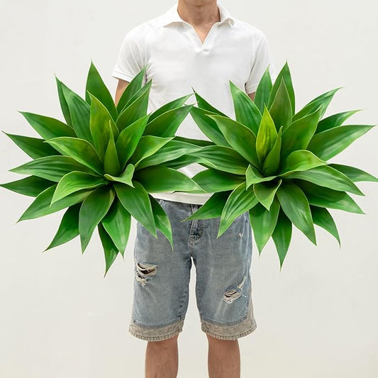 Artificial Agave Plants,Large UV Resistant Fake Agave Planters for Indoor and Outdoor Decorating Artificial Plants for Outdoors Plants(2Pack, 22")-VerdiqueGarden