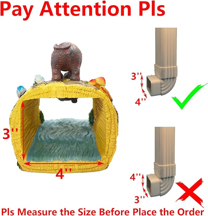 Elephant Gutter Downspout Extension Statues Garden Decoration,Rain Downspout Diverter Garden Statue,Decorative Gutter Extension，3"×4" Downspout Splash Block，Animal Resin Statue Outdoor Décor-VerdiqueGarden