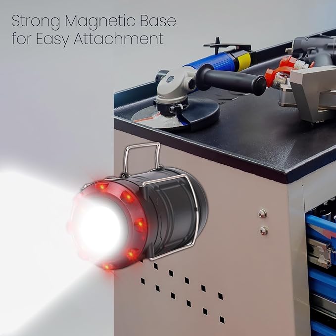 Lichamp 4 Pack Lantern Camping Essentials Lights, Battery Powered Collapsible Lanterns Flashlights with Red Strobe/SOS, Magnetic Base, for Power Outages, Hurricane, Tent Lights for Emergency-VerdiqueGarden