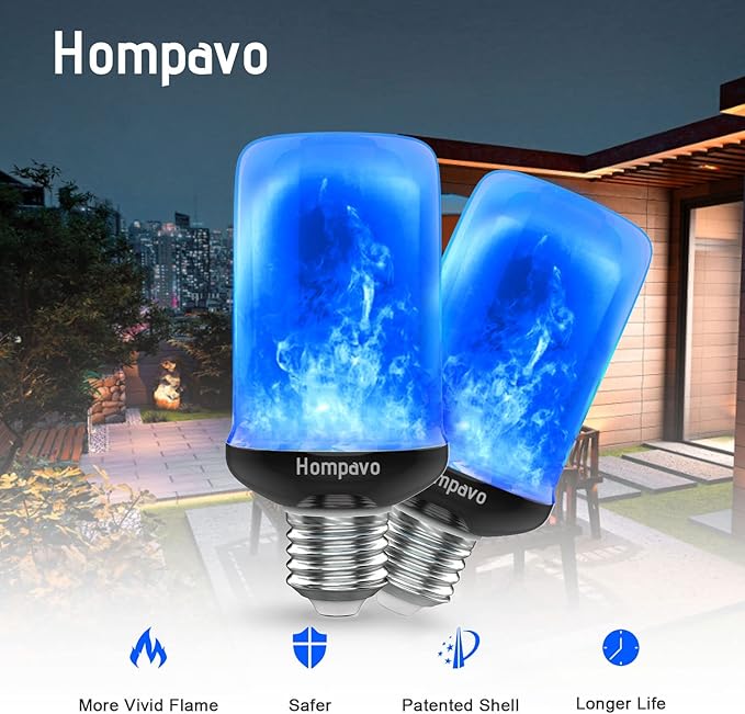 Hompavo 【Upgraded】 LED Flame Light Bulbs, Purple Flickering Light Bulbs with Upside Down Effect, E26/E27 Flame Bulb for Halloween Christmas Party Indoor and Outdoor Home Decoration (2 Pack)-VerdiqueGarden