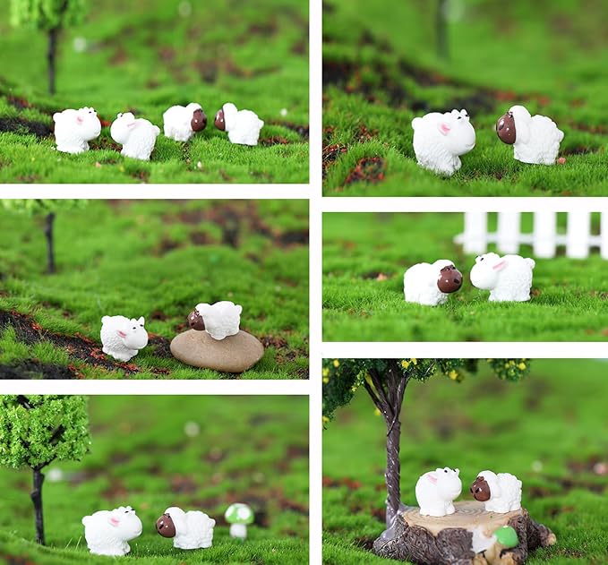 150 Pcs Mini Sheep Figurines Mini Resin Sheep Mini Garden Sheep for Dollhouse Bonsai Micro Landscape Fairy Home Garden Decor DIY Craft-VerdiqueGarden
