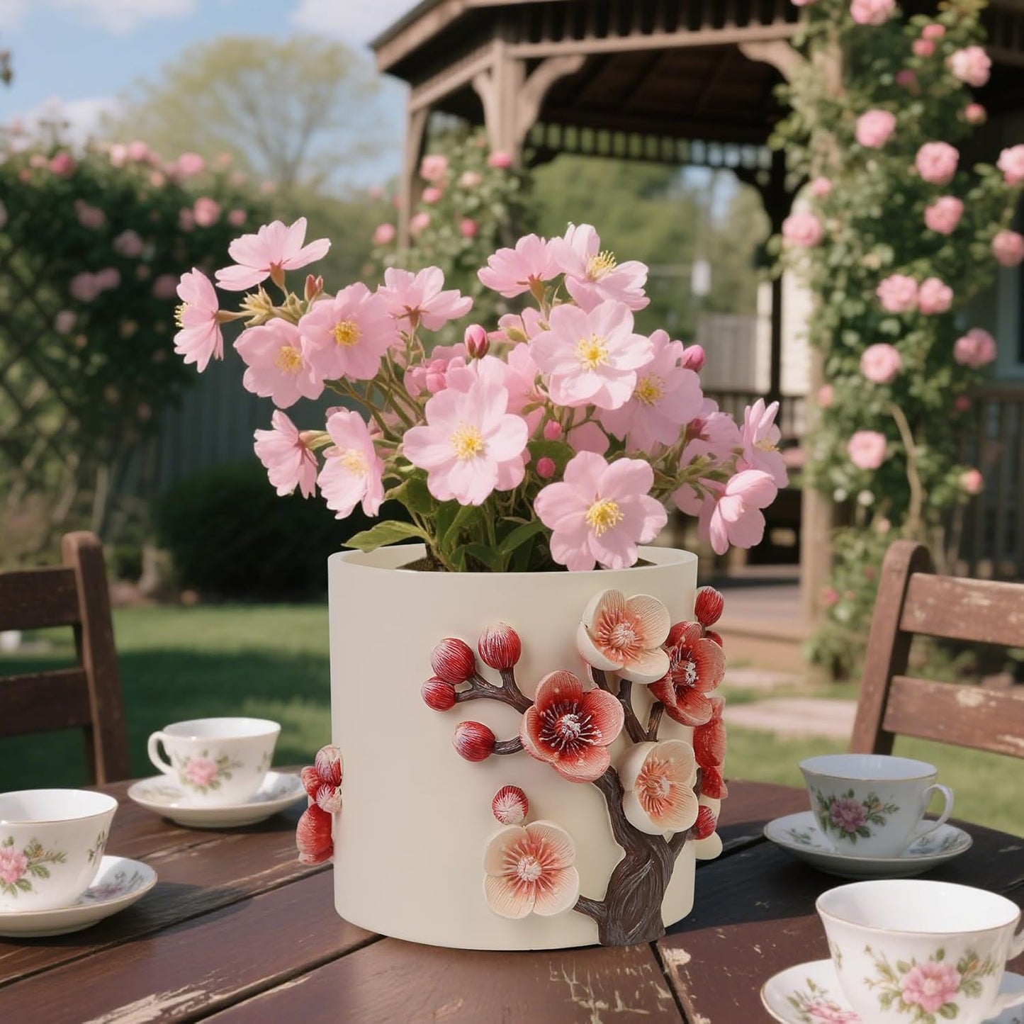 Flower Petals Plant Pots - Cute Planters for Indoor Plants, Decorative Plant Pots with Drainage, Funny Unique Planter for Succulents/Snake Plants/Cactus - Retirement Gift for Woman-VerdiqueGarden