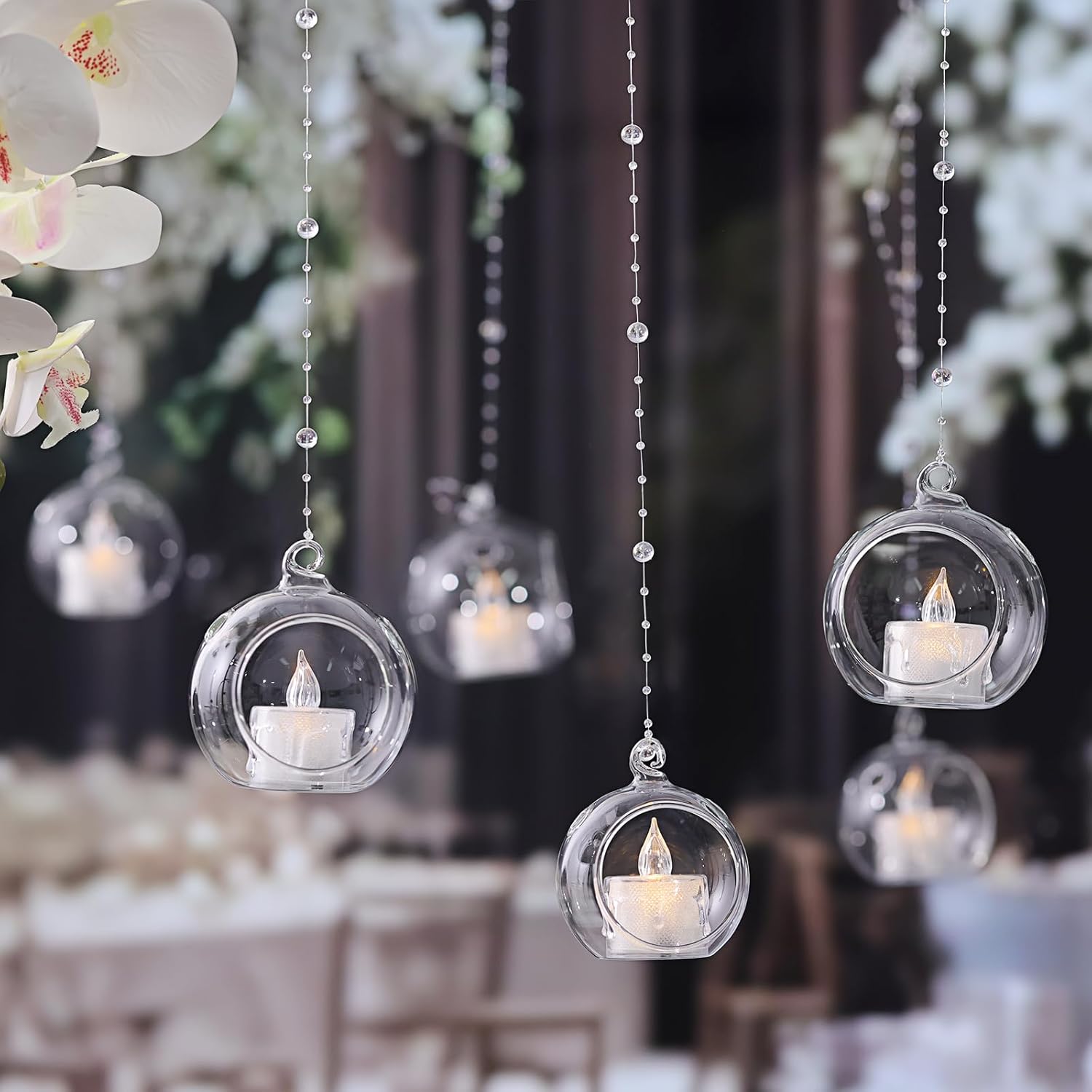 LETINE 12pcs Assorted Glass Orb Set, with 2.17" and 1.93" Spheres | Hanging Glass Tealight Holder Globe, Air Plant Terrarium Supplies for Wedding Favors, Votive Candle Holders,Christmas Decorations-VerdiqueGarden