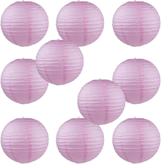 WYZworks - Round Paper Lanterns 10 Pack (Pink, 12") - Hanging Paper Lanterns Lamp for Wedding, Birthday, Party and Home Decorations with 8", 10", 12", 14", 16" Option-VerdiqueGarden