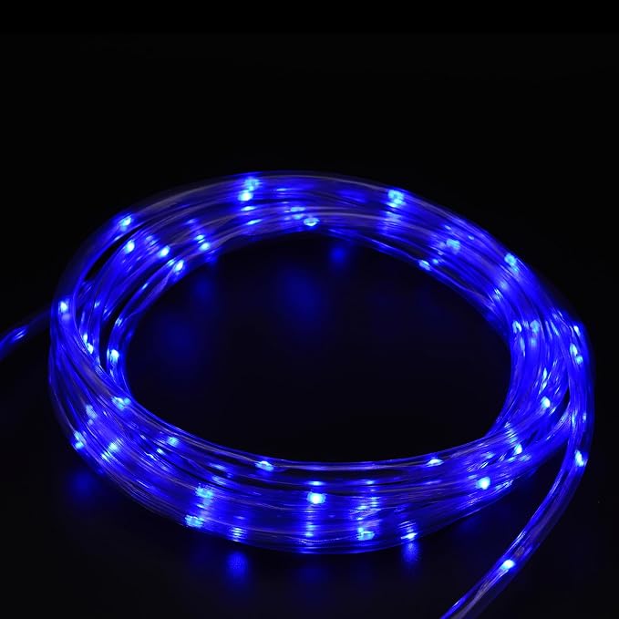 LED Rope Lights for Outside, 20Ft 360°Blue Solar Rope Lights Outdoor Waterproof, 86 LEDs 110V 8 Modes Remote Control Timer Christmas Rope Lights for Party Holiday Garden Decoration (Blue)-VerdiqueGarden