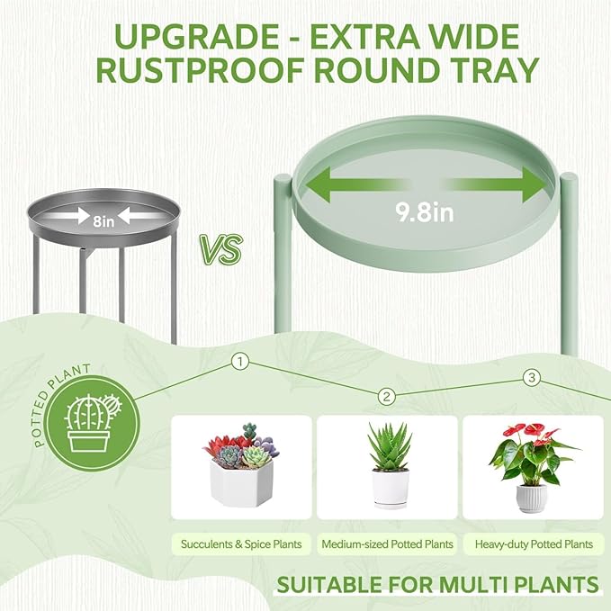 iDavosic.ly 7 Tier Large Plant Stand Indoor, 10 Inch Wide Tall Corner Metal Plant Stands Outdoor for Multiple Plants, Folding Tiered Flower Display Holder Rack Shelf, Light Green-VerdiqueGarden