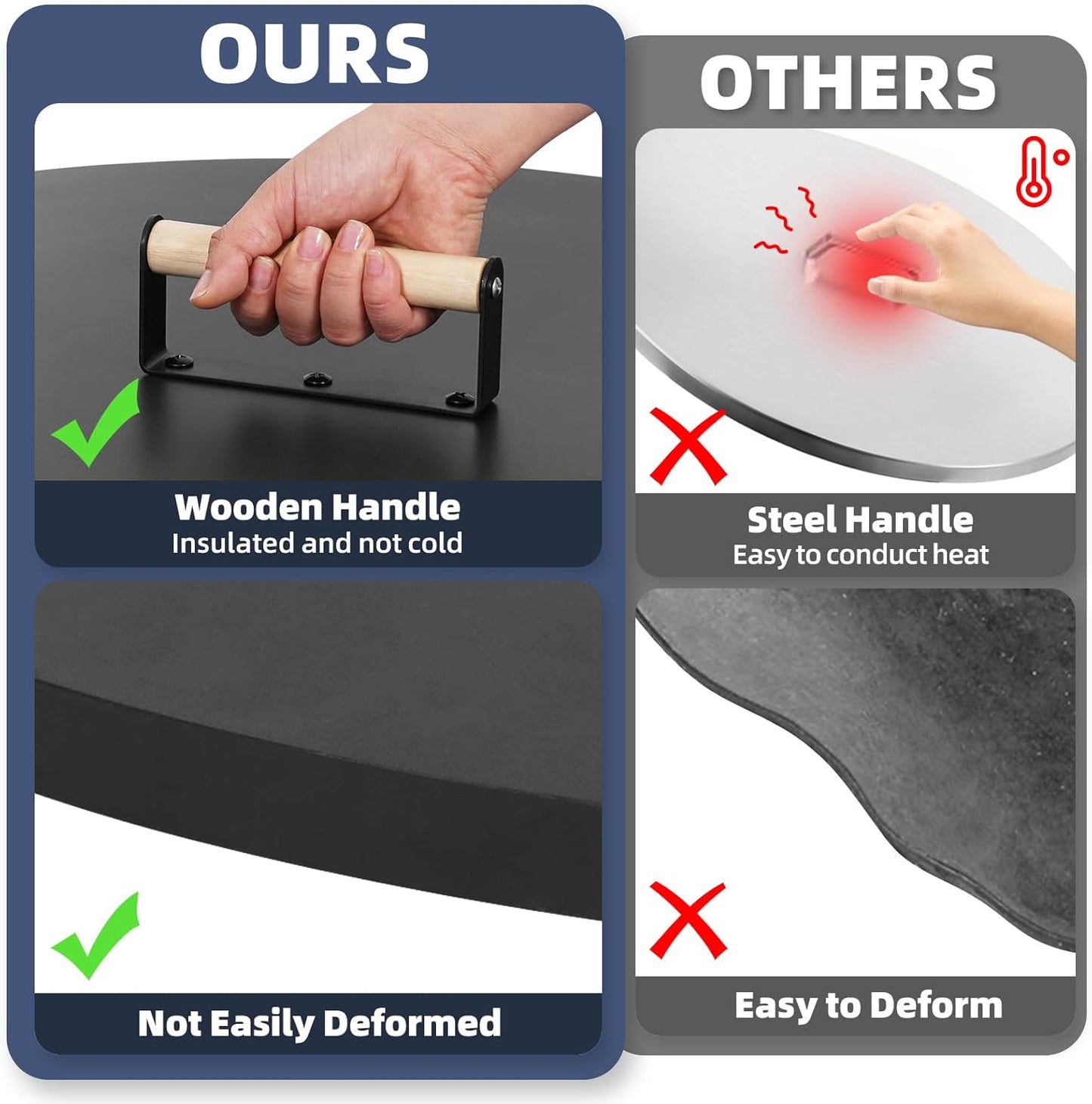 1MORE Fire Pit Lid Round 36" - Metal Firepits Cover with Wooden Handles for Patio Firepits,Rust Resistant 1.5mm Fire Pits Metal Lid, Firepits Accessory, Fire Pits Cover Round, All-season Protective-VerdiqueGarden