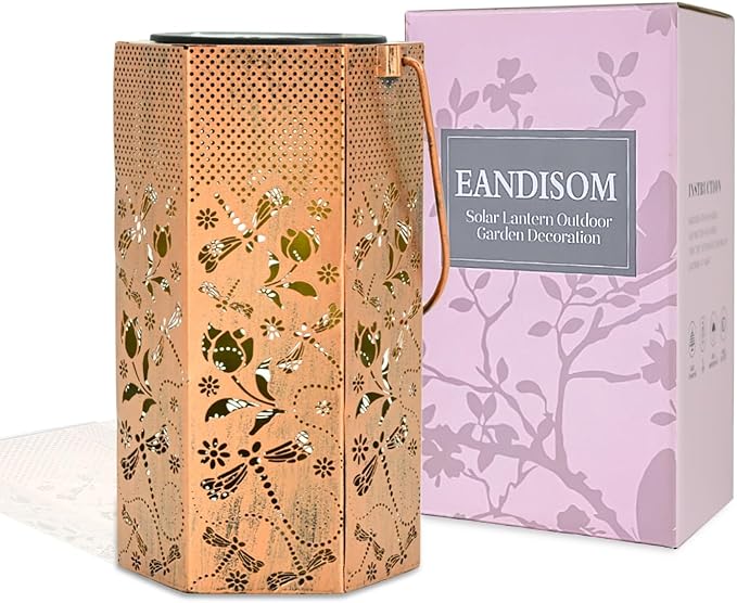 Dragonfly Solar Lanterns Outdoor Waterproof - Birthday Gifts for Women, Men, Mom, Mothers Day Gifts, Solar Lights Outdoor Hanging Garden Decor for Outside, Patio, Outdoor, Yard, Lawn, Balcony-VerdiqueGarden