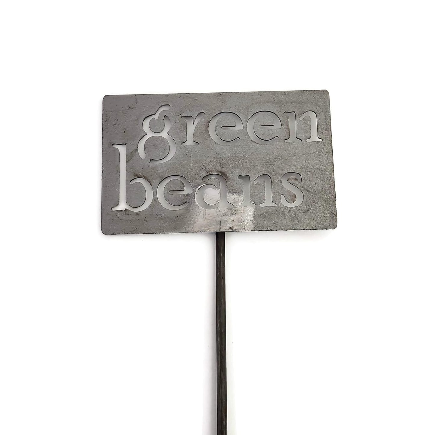 Classic Metal Garden Markers 19 Inches Tall (green beans, Raw, Unfinished Steel (will rust with time))-VerdiqueGarden