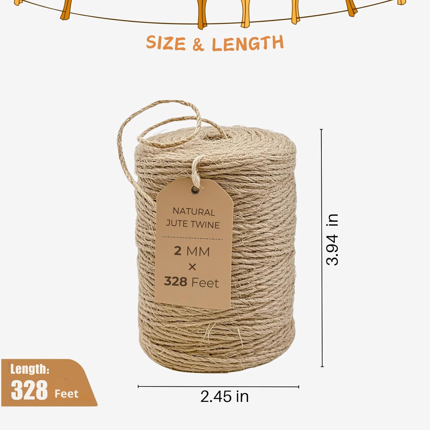 Garden Twine 3mm, 328 Feet Natural Jute Twine for Garden, Crafts, Gifts Wrapping, Packing and Home Decor-VerdiqueGarden