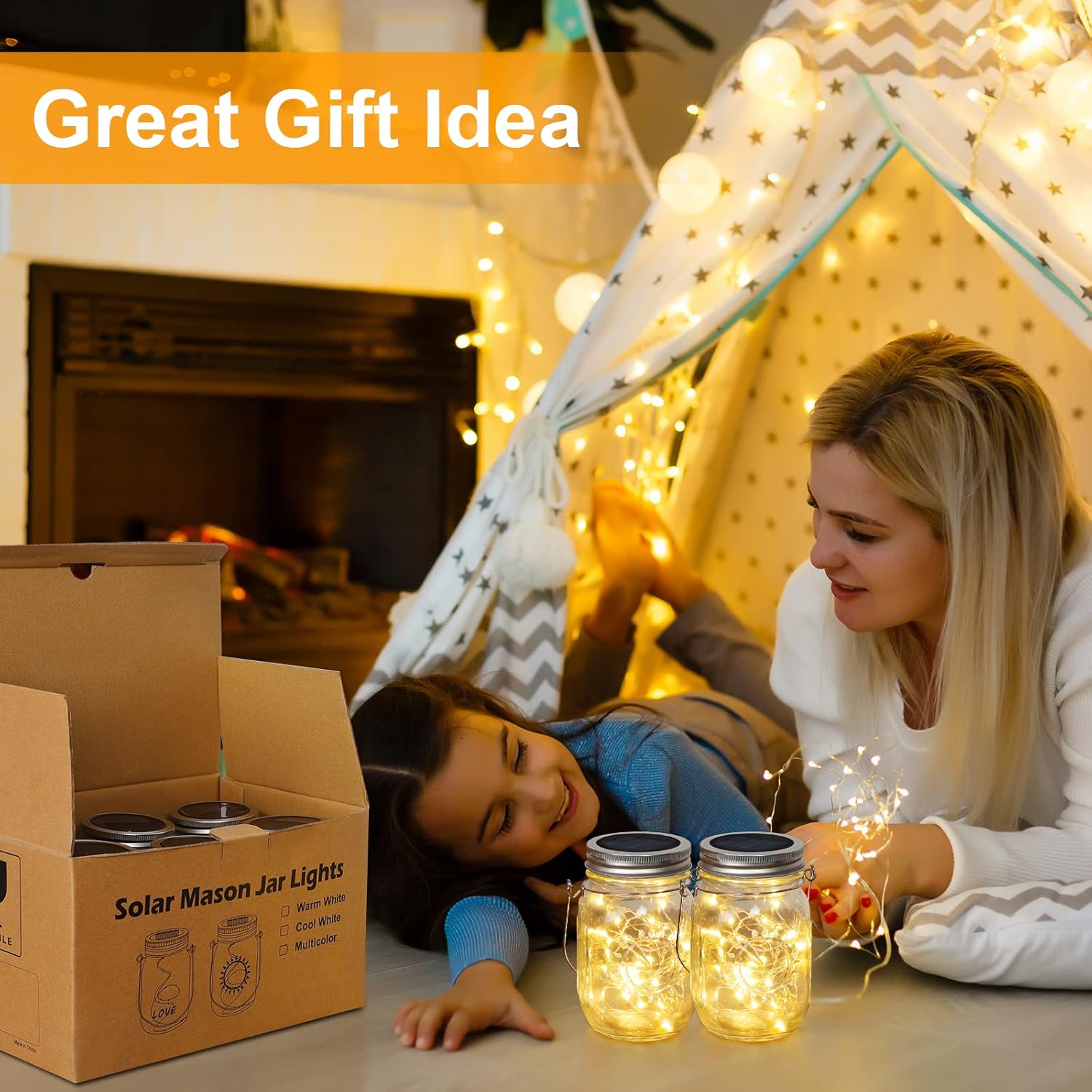 Mlambert Mason Jar Solar Lights -30 LED, 6 Pack Hanging Solar Lanterns Outdoor, Waterproof Fairy Lights for Patio Garden, Warm White-VerdiqueGarden