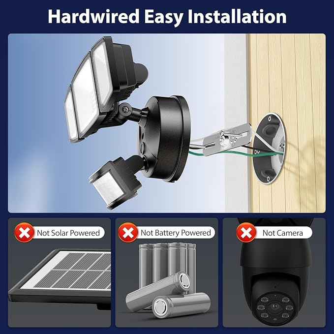 Onforu 65W LED Security Lights Motion Sensor Light Outdoor, 6500LM, 6500K, IP65 Waterproof, Flood Light Outdoor Motion Detector with Adjustable 3 Head, Hardwired Wall Light for Entryway, Yard, Garage-VerdiqueGarden