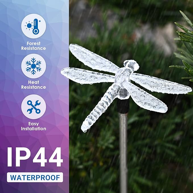 SOLPEX Solar Garden Lights, 6 Pack Solar Butterfly Lights Yard Decorations, Multi-Color Changing LED Solar Light Stakes, Solar Yard Lights for Garden, Patio & Lawn, Solar Bird Lights-VerdiqueGarden