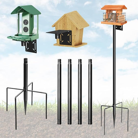 Bird Feeder Pole, 76in Adjustable Bird House Pole for Outdoors, Heavy Duty Smart Feeder Pole Mount Kit for Feeders, Birdhouse, Weather Station, Birdwatching-VerdiqueGarden
